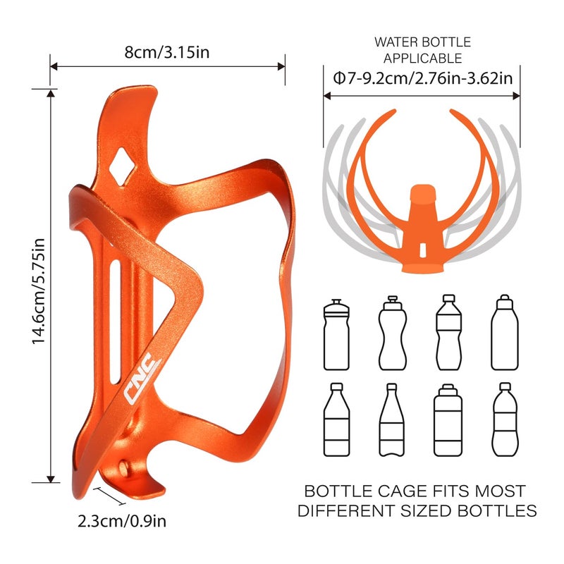 CNC حامل زجاجة ماء للدراجات CNC، قفص زجاجة ماء من الألمنيوم للدراجات الهوائية/الدراجات الجبلية 2-pack، برتقالي - Image 2